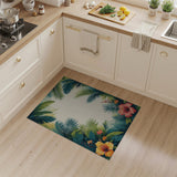 ODIKA Tropical Hibiscus Floral Washable Rug - Low Pile Non-Slip Pet Friendly Area Rug