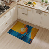 Bold Sunset Peaks Abstract Area Rug in Blue Orange