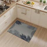 Navy Palm Leaf Grey Circle Coastal Rug