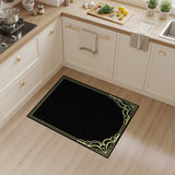 Floral Vintage Ornate Gold Filigree Black Area Rug