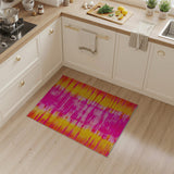 Vibrant Pink Yellow Boho Striped Area Rug