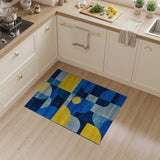 Blue and Teal Abstract Blue Geometric Area Rug