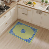 Blue Lotus Mandala Area Rug with Ornate Border