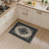 Traditional Persian Black and White Ornate Black Mandala Persian Area Rug
