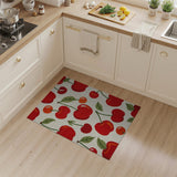 Vibrant Red Apple Cherry Fruit Pattern Area Rug