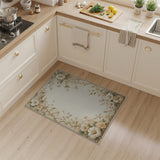 Elegant Cream Hibiscus Floral Area Rug
