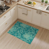 Blue and Teal Teal Fluid Wave Abstract Area Rug