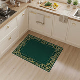 Elegant Emerald Green Rug with Gilded Ornate Border