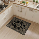 Ornate Black Gold Medallion Persian Rug