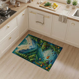 Serene Mountain Valley with Colorful Fish Area Rug