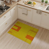 Vibrant Yellow Orange Geometric Grid Area Rug
