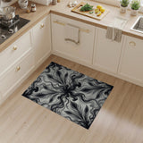 Ethereal Black Feather Swirl Area Rug