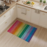 Vibrant Rainbow Horizontal Stripe Geometric Modern Area Rug