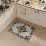 Gold and Silver Ornate Gold Filigree Floral Area Rug