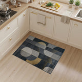 Modern Geometric Grey Rug with Gold Accents