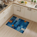 Blue and Teal Blue Orange Geometric Abstract Area Rug
