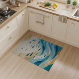Teal Blue Ocean Fish Waves Area Rug