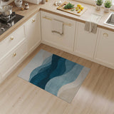 Abstract Area Blue and Teal Layered Blue Waves Abstract Area Rug