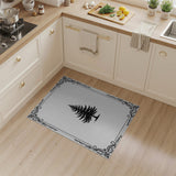 Ornate Framed Fir Tree Black White Area Rug