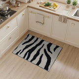 Black White Zebra Shag Area Rug
