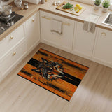 Cyber Wolf Geometric Orange Area Rug