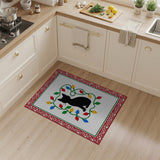 Festive Black Cat with Colorful Christmas Lights Rug