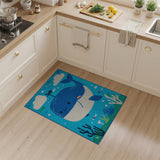 Cute Smiling Whale Underwater Kids Area Rug