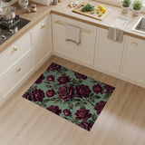 Burgundy Rose Floral Vintage Area Rug