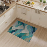 Blue and Teal Teal Blue Abstract Ocean Wave Area Rug