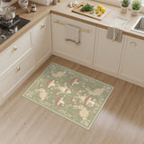 Vintage Green Rabbit Mushroom Floral Area Rug