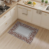 Ornate Red Border Area Rug with Stars