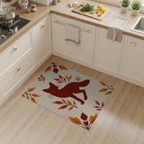 Autumn Fox Silhouette with Fall Leaves Area Rug