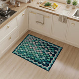 Teal Raindrops Geometric Area Rug