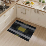 Modern Geometric Black White Yellow Area Rug