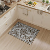 Ornate Brown Border Traditional Persian Area Rug