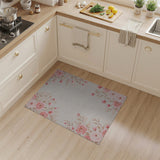 Pink Blush Pink Rose Floral Border Area Rug