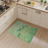 Whimsical Green Meadow Goats Daisies Rug