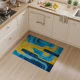 Vibrant Geometric Blue Yellow Abstract Area Rug