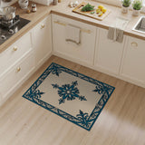 Elegant Teal Medallion Cream Area Rug