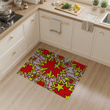 ODIKA Washable Pop Art Comic Book Rug - Red & Yellow Starburst Low Pile Area Rug