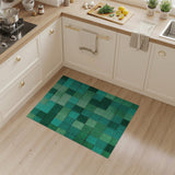 Teal Green Geometric Block Area Rug