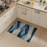 Coastal Blue Teal Wave Area Rug
