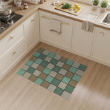 Teal Grid Tile Geometric Area Rug