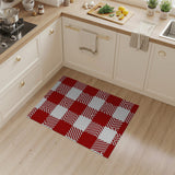 Red White Zigzag Plaid Area Rug