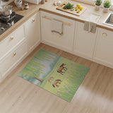 Cartoon Horses Grazing Under Willow Meadow Rug