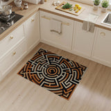 3D Orange Labyrinth Maze Area Rug