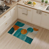 Multi-color and Patterns Teal Orange Abstract Geometric Area Rug