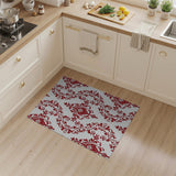 Elegant Red Damask Floral Floral Vintage Area Rug