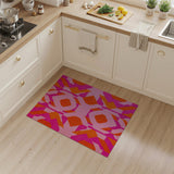 Vibrant Pink Orange Geometric Area Rug