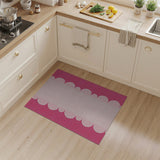 Pink Gingham Scalloped Border Area Rug